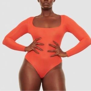 Skim jelly sheer bodysuit in poppy